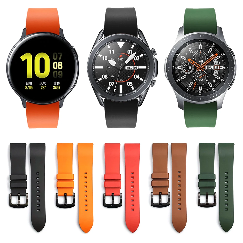 

Strap For Samsung Galaxy Watch 3 45mm 41mm Fluorine Rubber Band For Samsung GalaxyWatch 46mm Active2 Silicone Wristbelt Bracelet