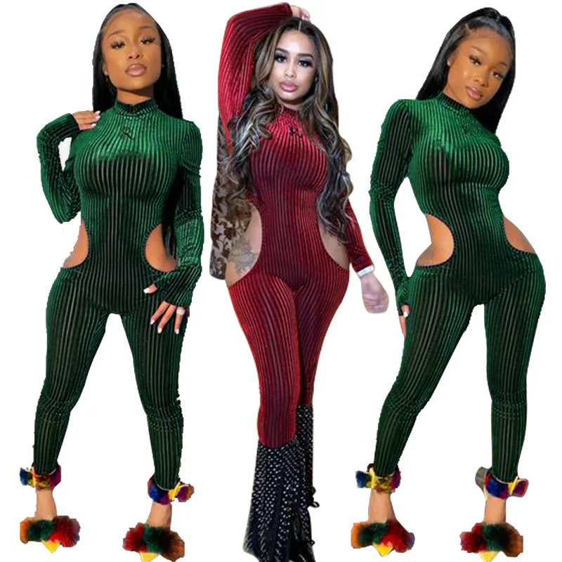 2020 Для женщин сезон зима-весна пикантные с длинным рукавом Bodycon Комбинезоны