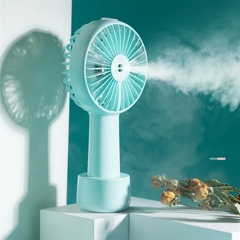 

Battery Operated Humidifier Fan USB Handheld Desktop 3 Speeds Rechargeable Cooler Air Water Mist Spraying Fan for Outdoor Sports