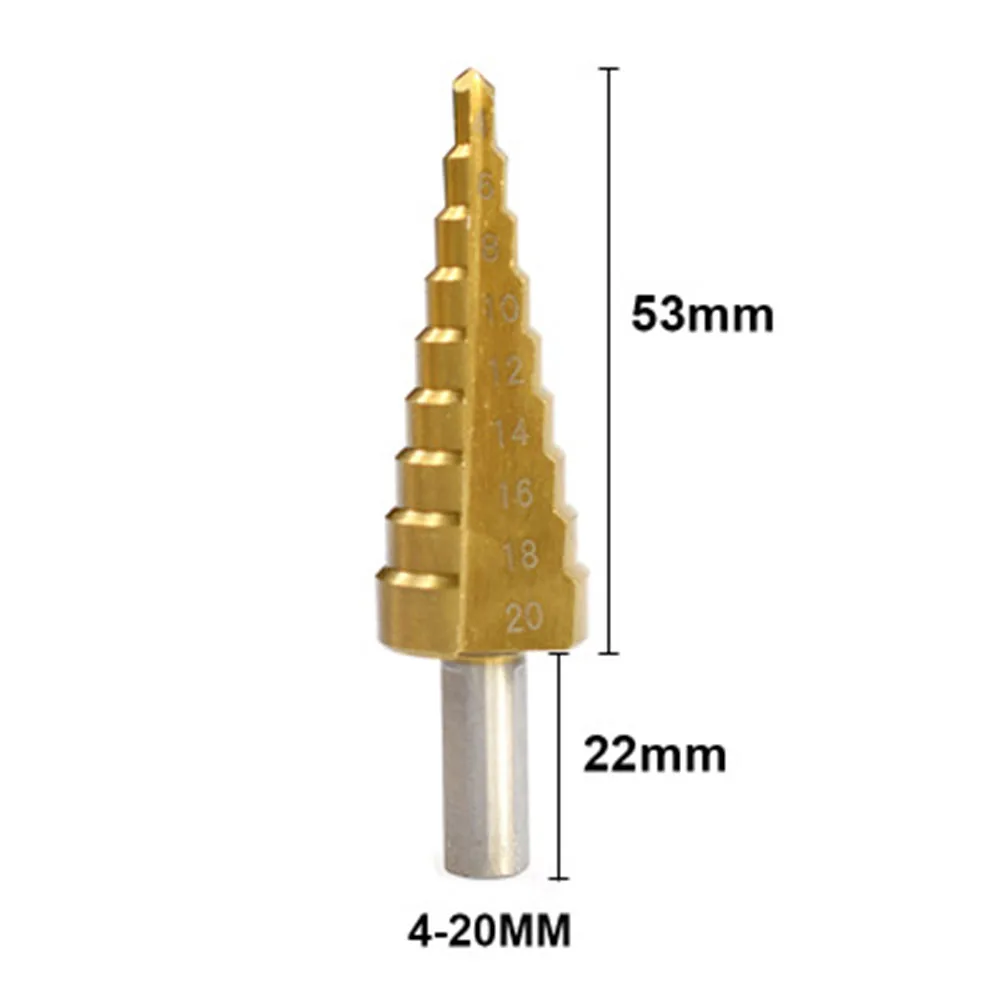 4-12 4-20 4-32 mm HSS Titanium Coated Step Drill Bit Drilling Power Tools for Metal High Speed Steel Wood Hole Cutter Cone | Инструменты