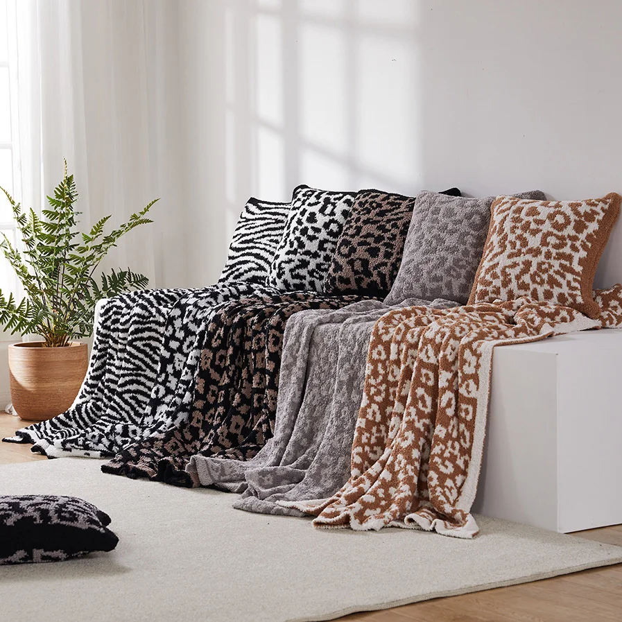 Funda de almohada de leopardo descalzo, funda de almohada de punto de medio cachemir, sof&aacute;, dormitorio, decoraci&oacute;n del hogar-3