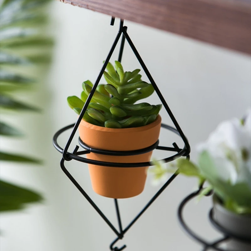 Подвесная ваза для плантатора с металлической рамой геометрический Настенный