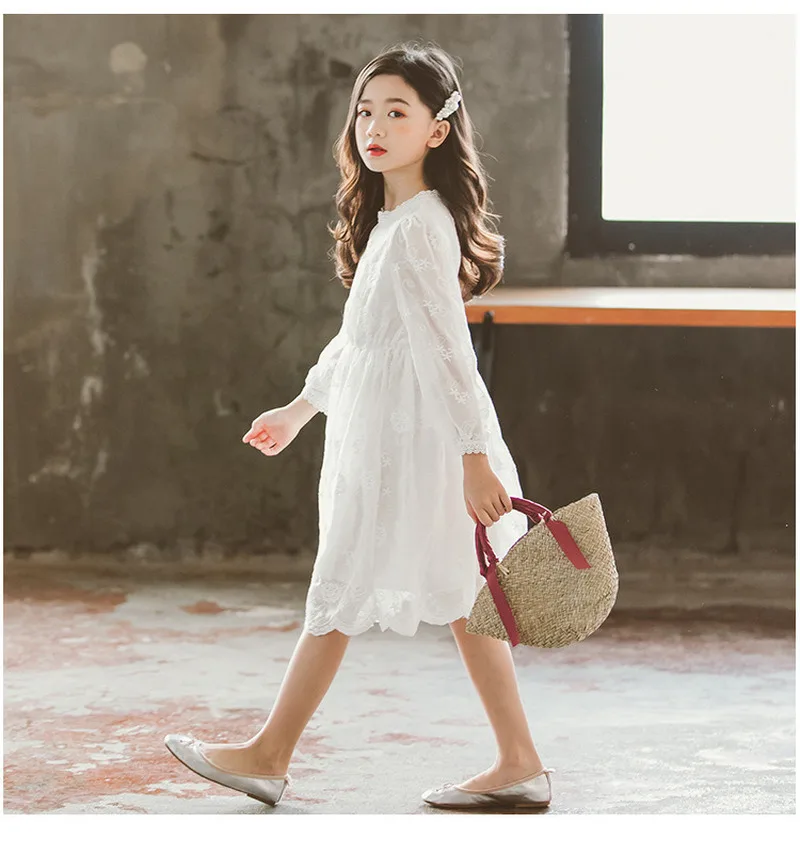 

White Cotton Flower Girl Dresses for Weddings First Communion Party Decorations Butterfly Lace Dress Communion Gown for Girls