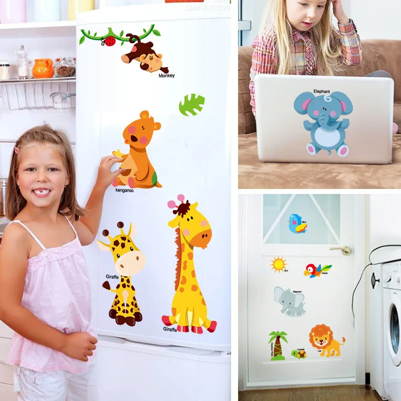 

Cartoon Cute Animals Happy Little Critter Wall Stickers for Kids Room Decoration Accessories Bedroom Decor Removable PVC Sticker