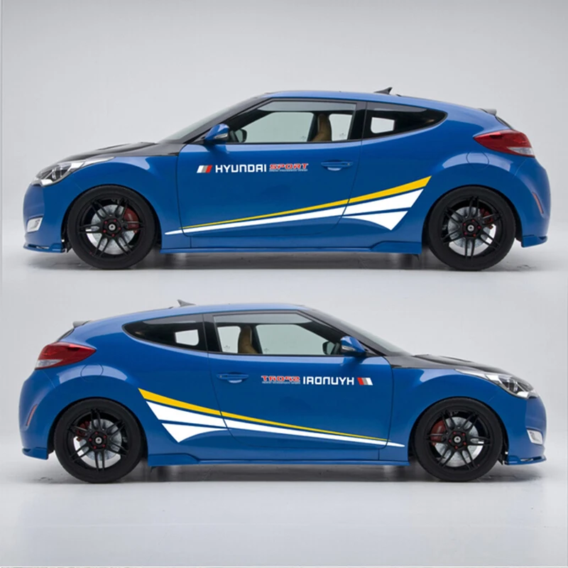 

2pcs/lot DIY Sport Style Side Car Both Body Stickers Apply To Hyundai Veloster Car Accessories And Decals Auto Sticker