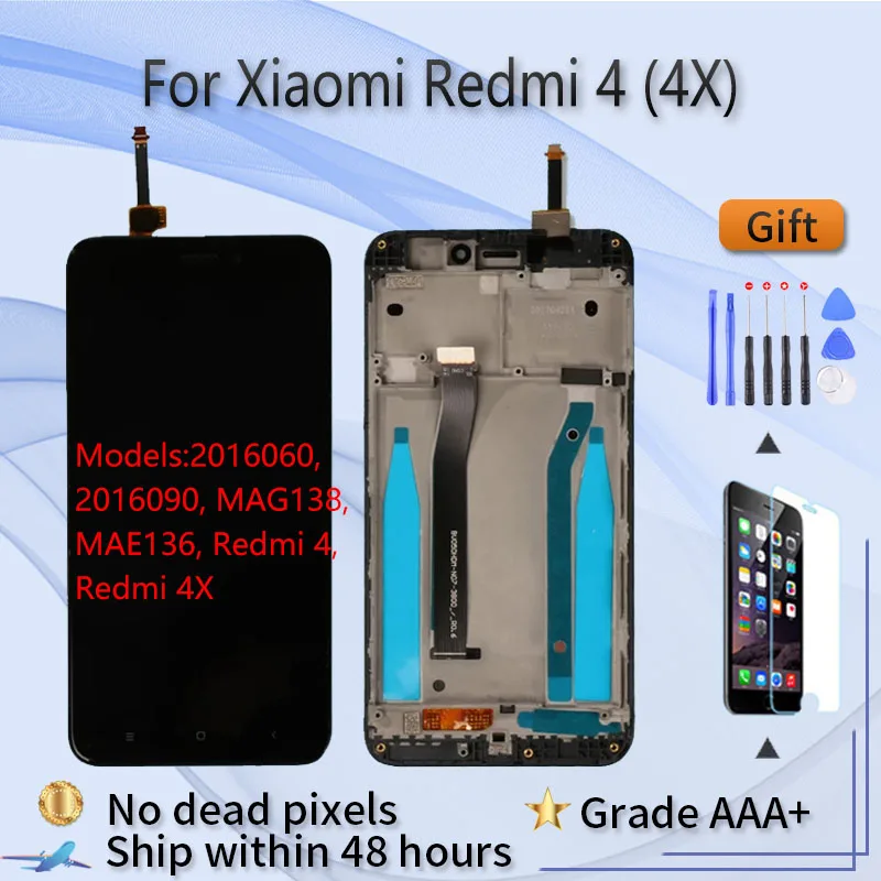 Для XIAOMI Redmi 4X Оригинальный ЖК экран в сборе с передним корпусом черный белый