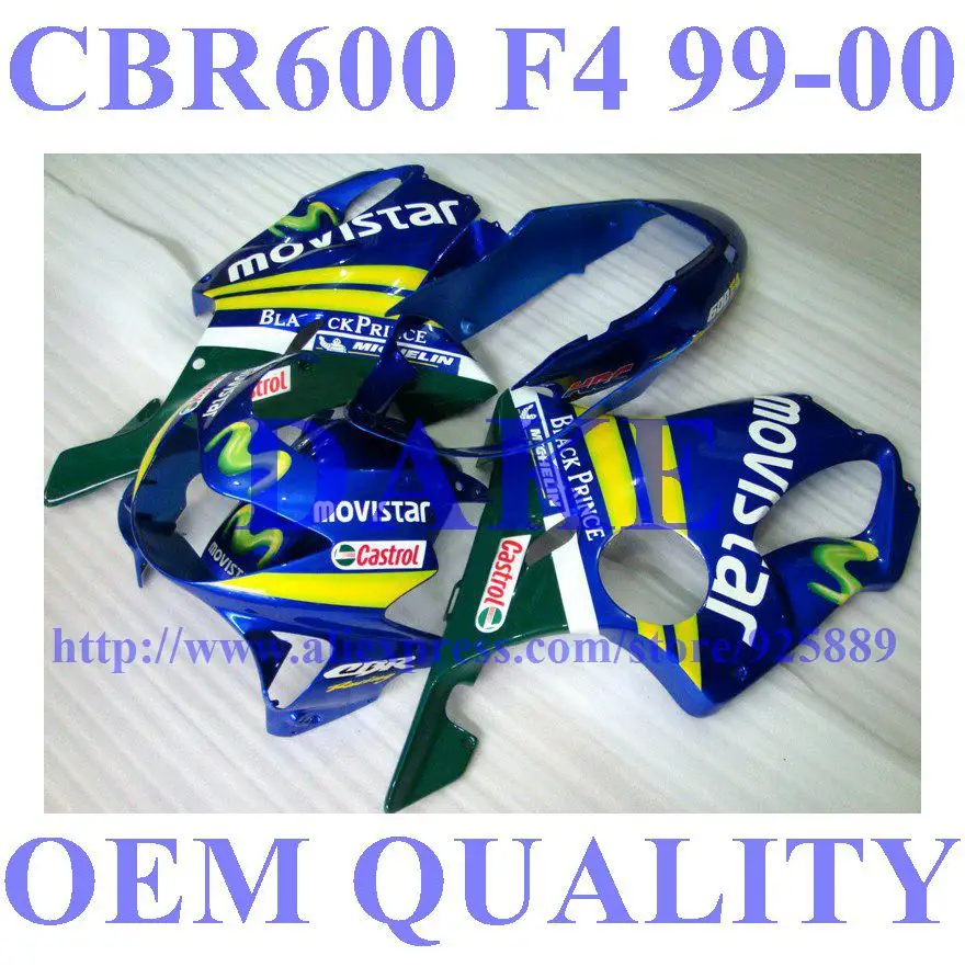 

Injection Fairing kits for HONDA CBR600 F4 1999 2000 CBR600F4 99 00 CBR 600 1999 2000 blue green motorcycle fairings parts #226