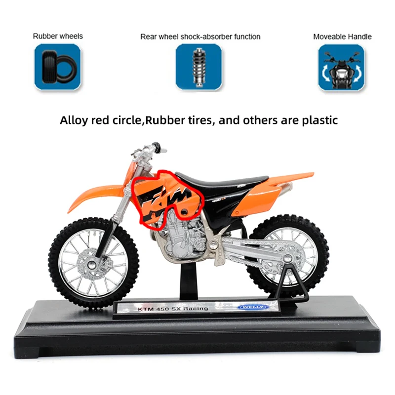 Гоночная модель мотоцикла Welly 1:18 KT # M 450 SX из сплава для пересеченной местности