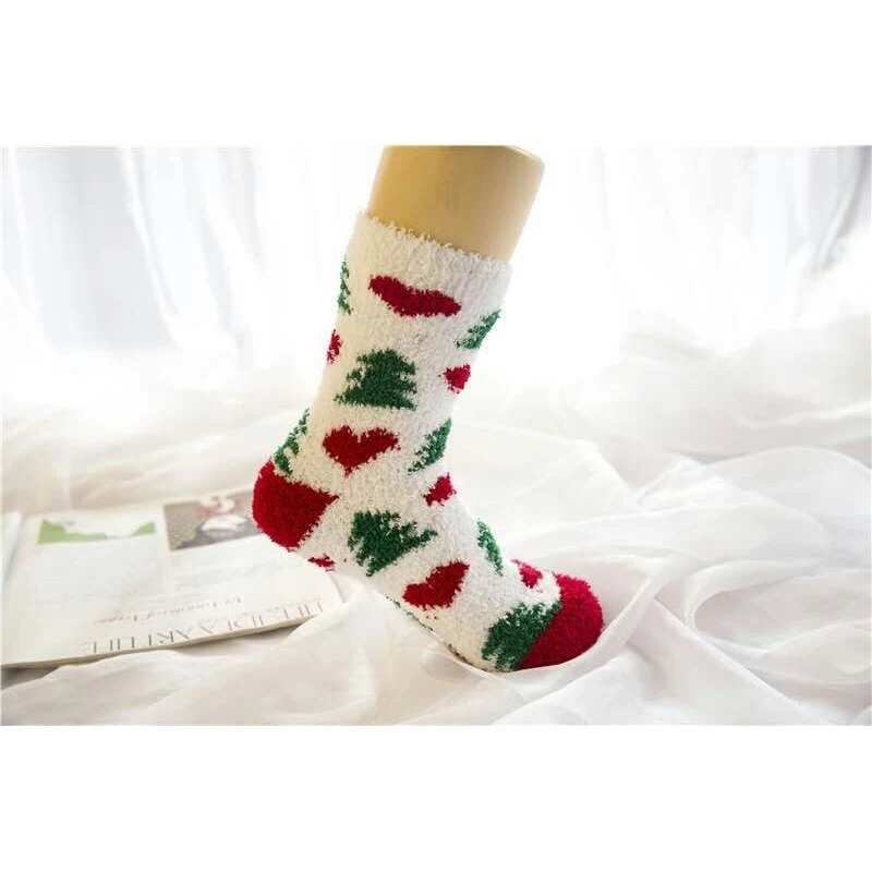 

1Pair Winter Christmas Socks Warm Cotton Women Short Socks Creative Funny Soft Thick Floor Socks Comfortable Female Socks