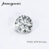 pansysen 3ct d color round cut moissanite loose stones 9mm vvs1 excellent cutting pass positive diamond test gemstones wholesale