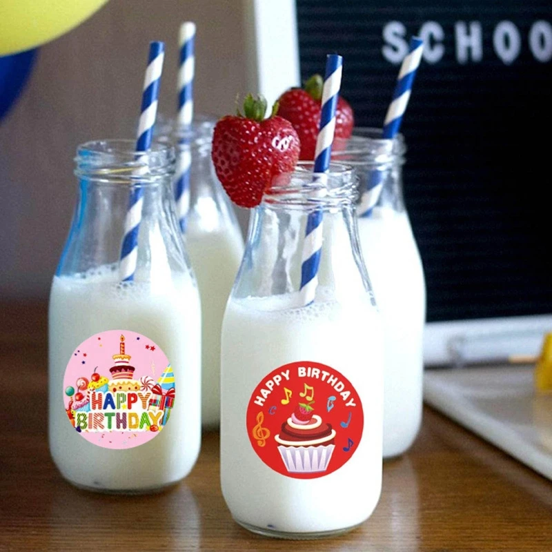 

500Pcs/Roll Kids Children Baby Happy Birthday Round Sticker Labels for Scrapbook Y4UD