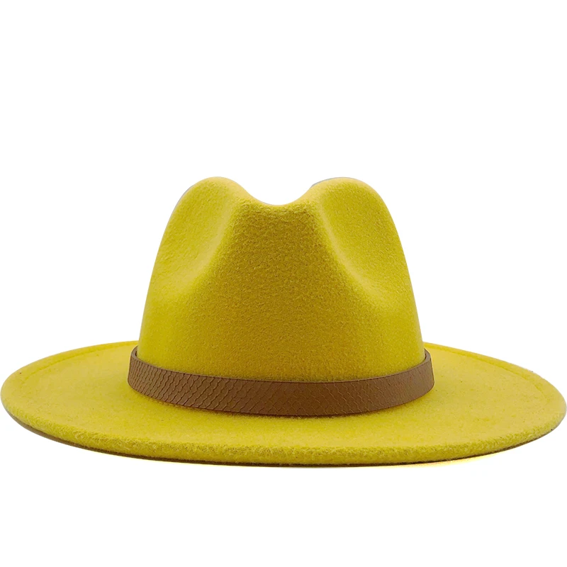 Cappelli Fedora Jazz in feltro di lana a tesa larga da donna cappello da giocatore Trilby da donna stile Panama cappello da Cowboy da festa di moda