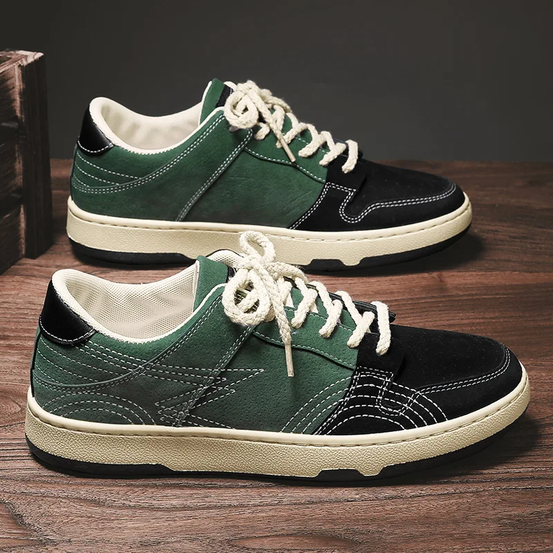 

Low Cut Casual Men's Shoes Rubber Sole Harajuku Green Flat Skateboard Shoes Men Fashion Platform Sneakers Male Walking Shoes