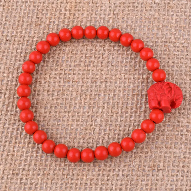 Китайские бусины cinnabar 6 мм браслет со слоном регулируемый очаровательные