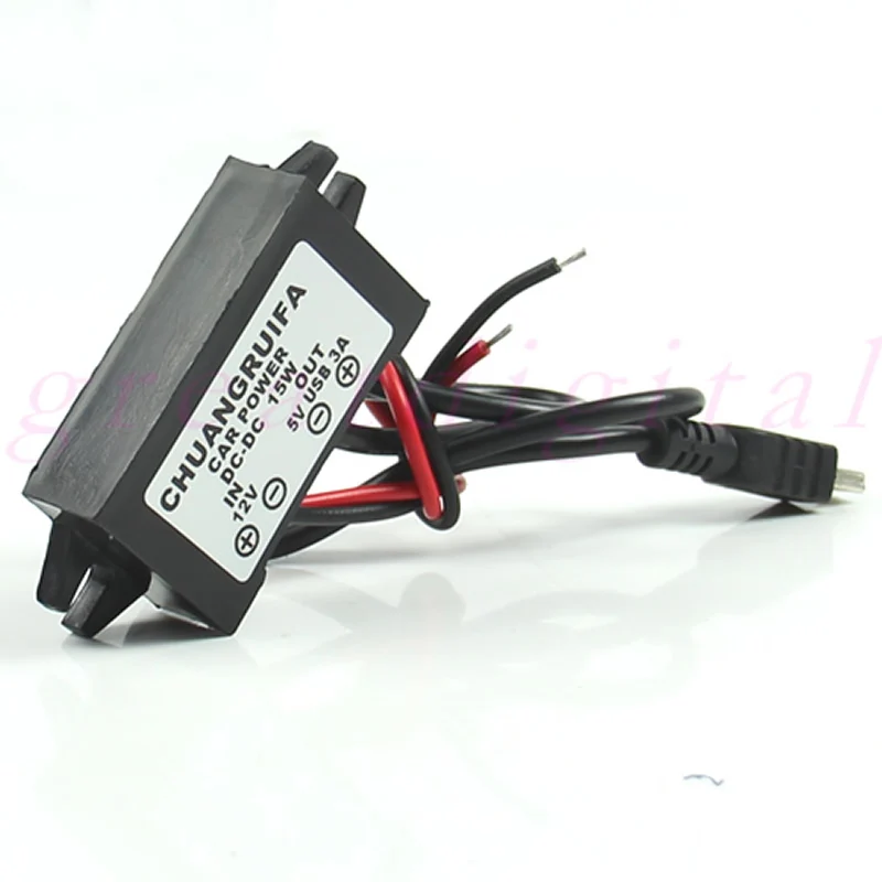 1 шт. 12 в пост. Тока 5 3 А 15 Вт Водонепроницаемый конвертер постоянного тока Mini USB