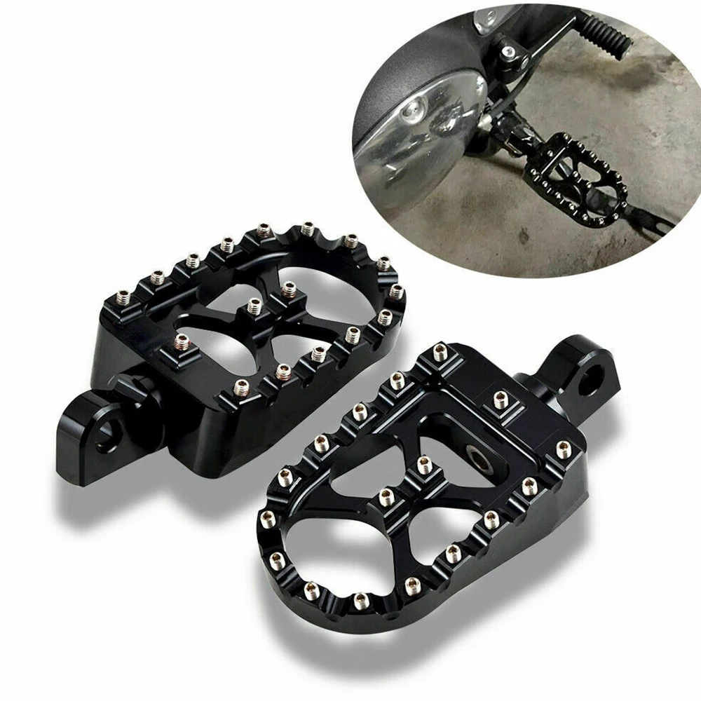 

Motorcycle Foot Peg Wide MX Style Rests Pedals 10mm Mount For Harley Sportster iRon 883 XL883 1200 Fatboy Bobber