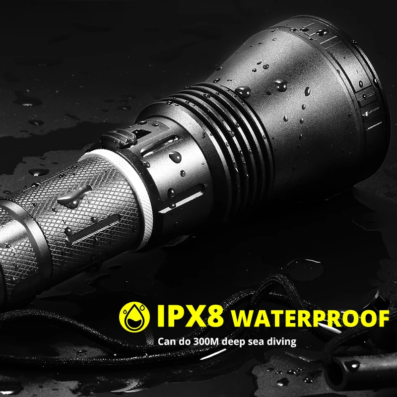 Мощный светодиодный фонарик XHP70.2 для дайвинга с аквалангом 30 Вт