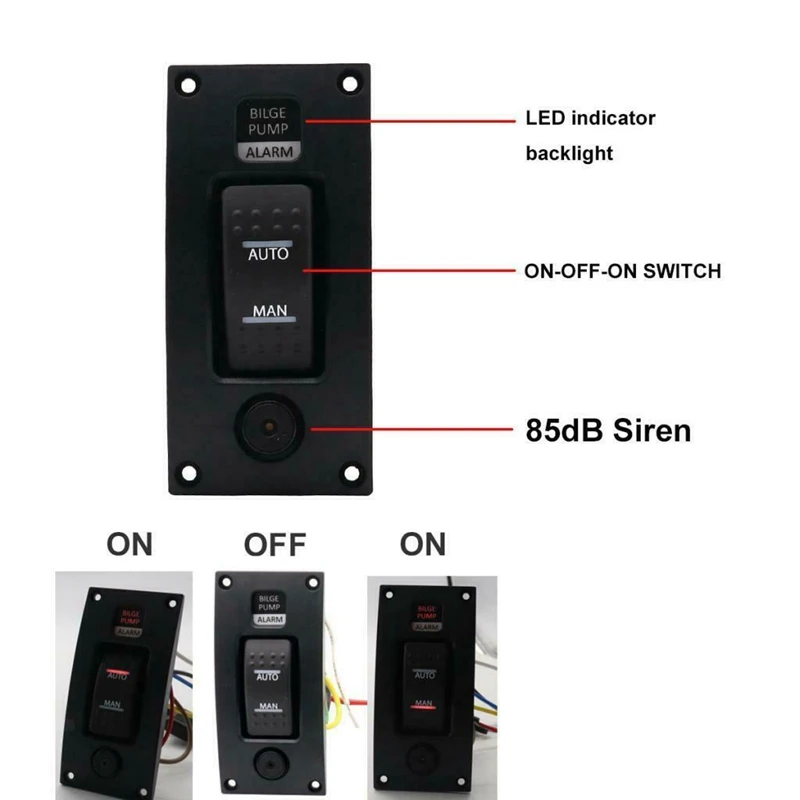 

Boat Bilge Pump Switch Panel Deck Cleaning Control Panel with Alarm