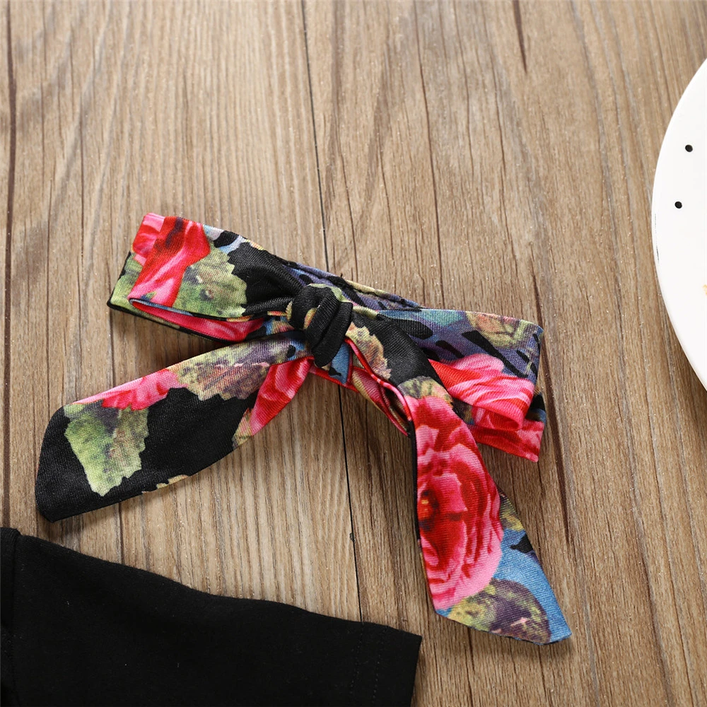 

2020 Newborn Baby Girl Clothes Set Infant Baby Girl Letter Romper+Flower Print Pants+Hairband Baby Girl Clothing Suit Outfits