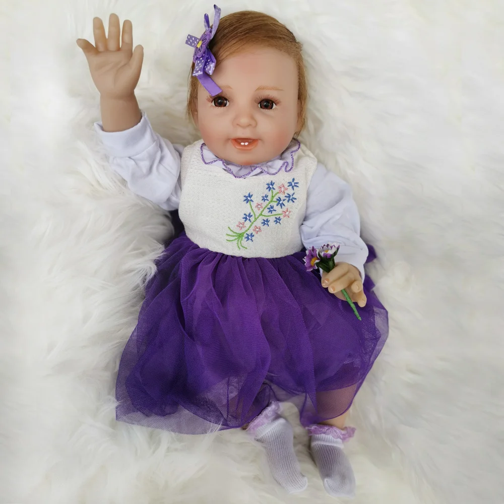 22 дюймов Мягкие силиконовые куклы Reborn Baby Реалистичная кукла-новорожденный кукла