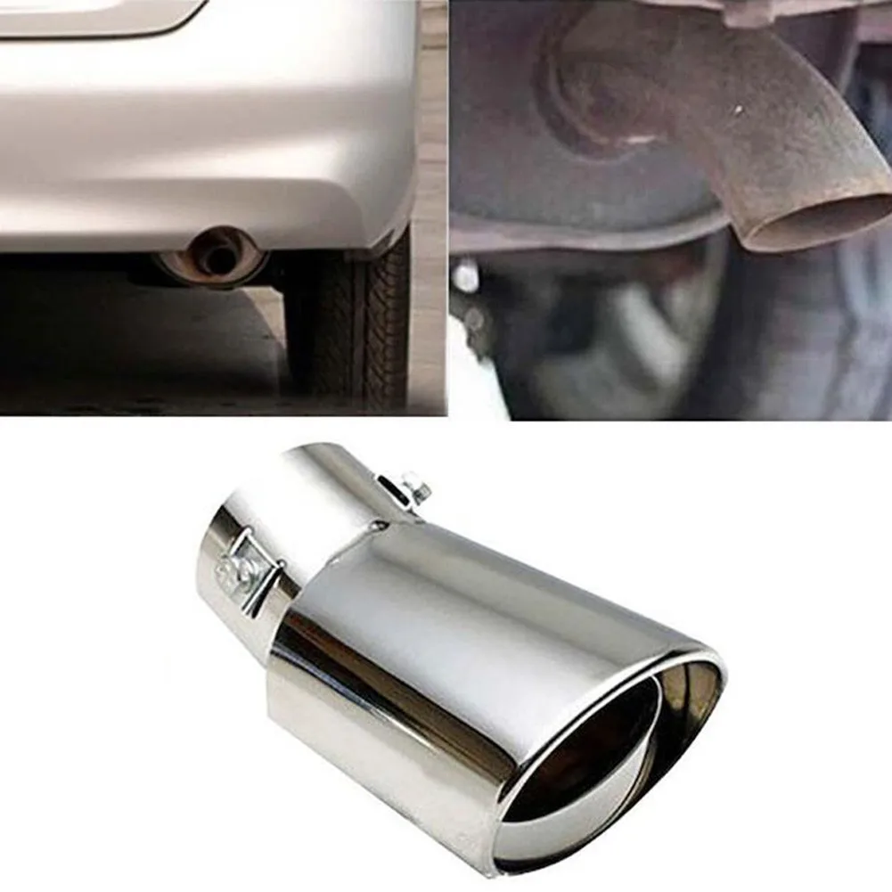 

Universal Auto Muffler Pipe Outlet Car Exhaust Tip Stainless Steel Slant Rolled Edge Silver Exhaust Pipe Exhaust Noise