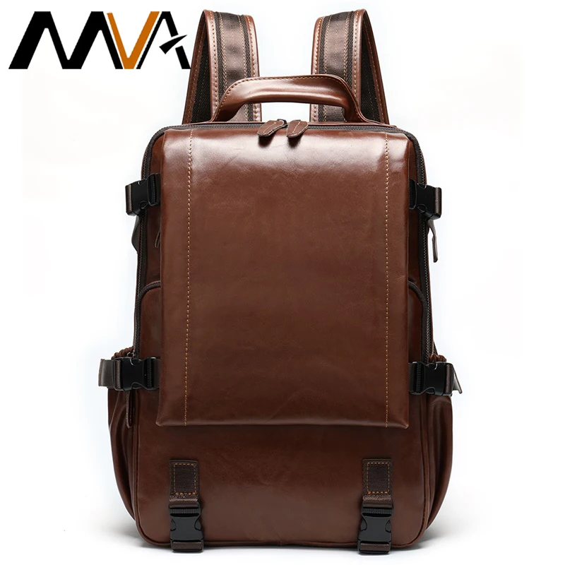 Рюкзак MVA для 15 дюймового ноутбука школьный ранец из натуральной кожи Мужской