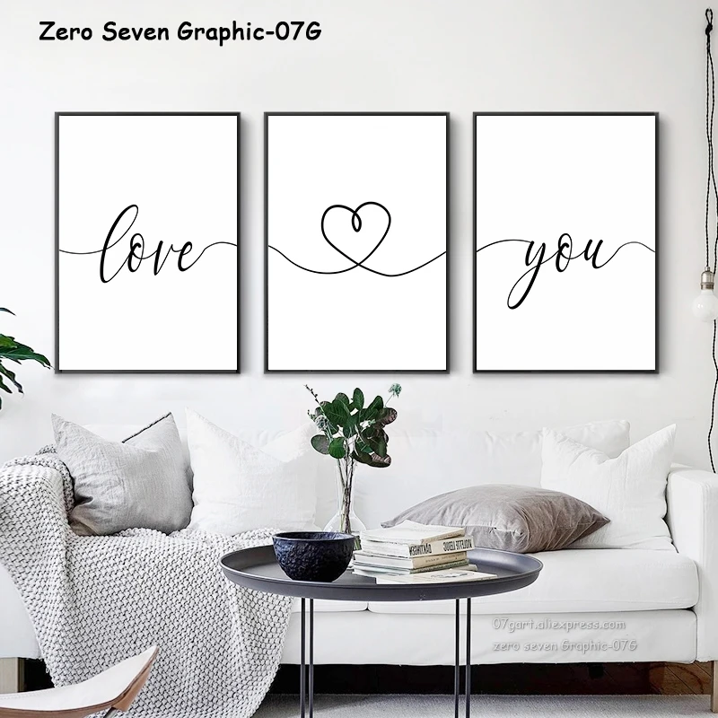 

Black And White Sweet Phrase Love You Custom Date Canvas Painting Poster Print Living Room Bedroom Wall Art Picture Home Decor
