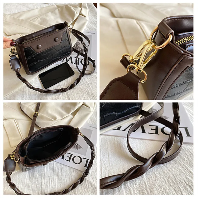 

Small Square Bag For Women 2020 Winter New Vintage Plaid Women's Messenger Bag Female Luxury Fashion Korean Shoulder Bag Leather