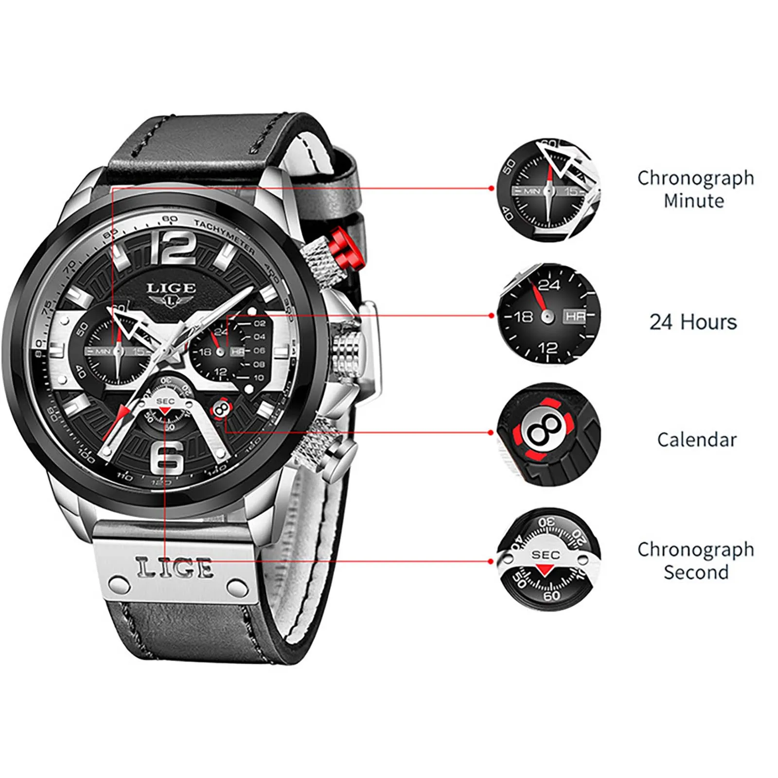 

Fashion Men's Quartz Watches Multifunction Sport Fashion Waterproof Women Men Unisex Watch with Gift Box