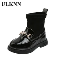 ulknn childrens bow princess shoes girls fashion boots dot kids black leather shoes baby todder cute boots waterproof mid calf