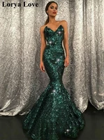 green elegant evening dresses 2020 new sequin robe de soiree women formal party night prom gowns sexy mermaid long evening gowns