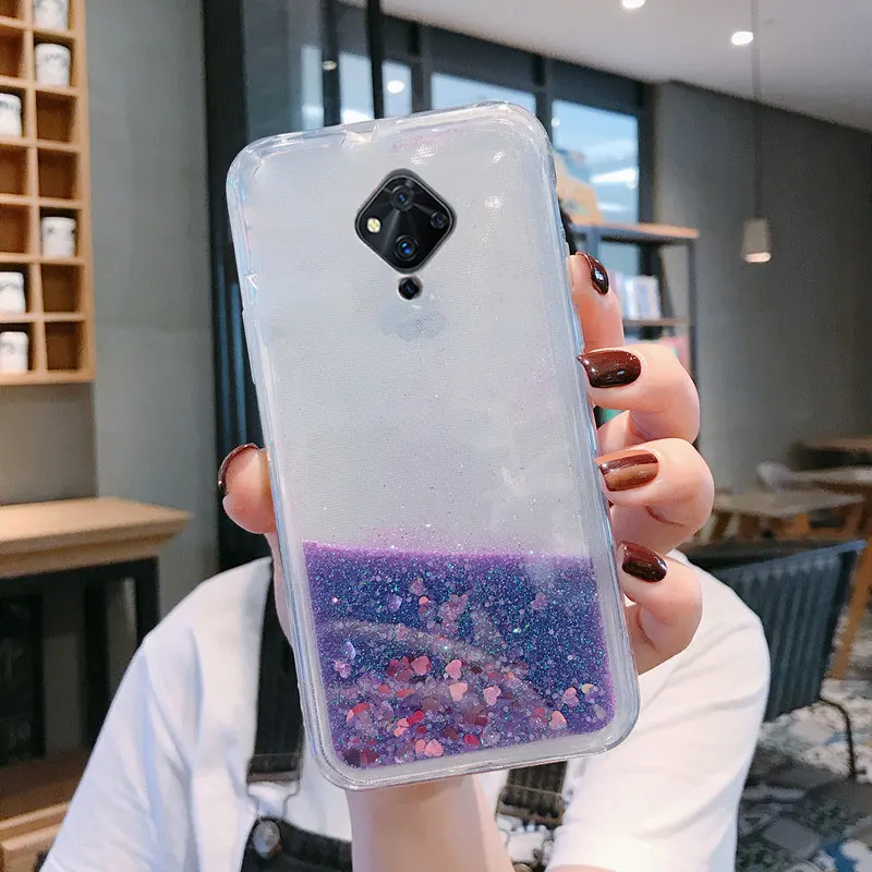 Жидкий силиконовый чехол для Vivo S1Pro V17 X50 X60 Y9s Y95 Y93 Y85 Y81 Y73s Y70s Y52s 5G Y51 2020 прозрачный с
