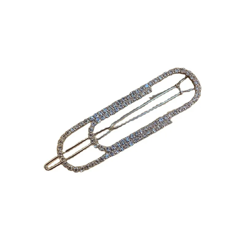 

KACOSHOW French New Paper Clip Hairpin Female Temperament Exquisite Bangs Clip Versatile Rhinestone Shiny Party Jewelry Gift
