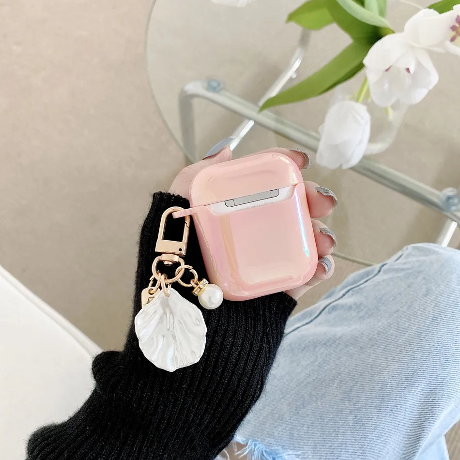 

Glossy colorful Earphone For AirPods / AirPods PRO Protection Case Luxury cute Korea Pearl key chain Case for Apple Airpods 2