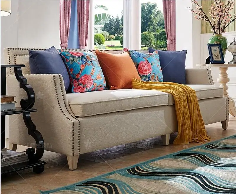 

Новейшая мебель для дома, европейский стиль, современный тканевый диван для гостиной, секционный диван из конопляной льна, трехместный дива...
