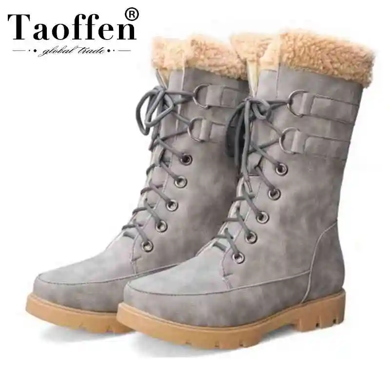 Женские теплые ботинки Taoffen короткие до середины икры с закругленным носком на