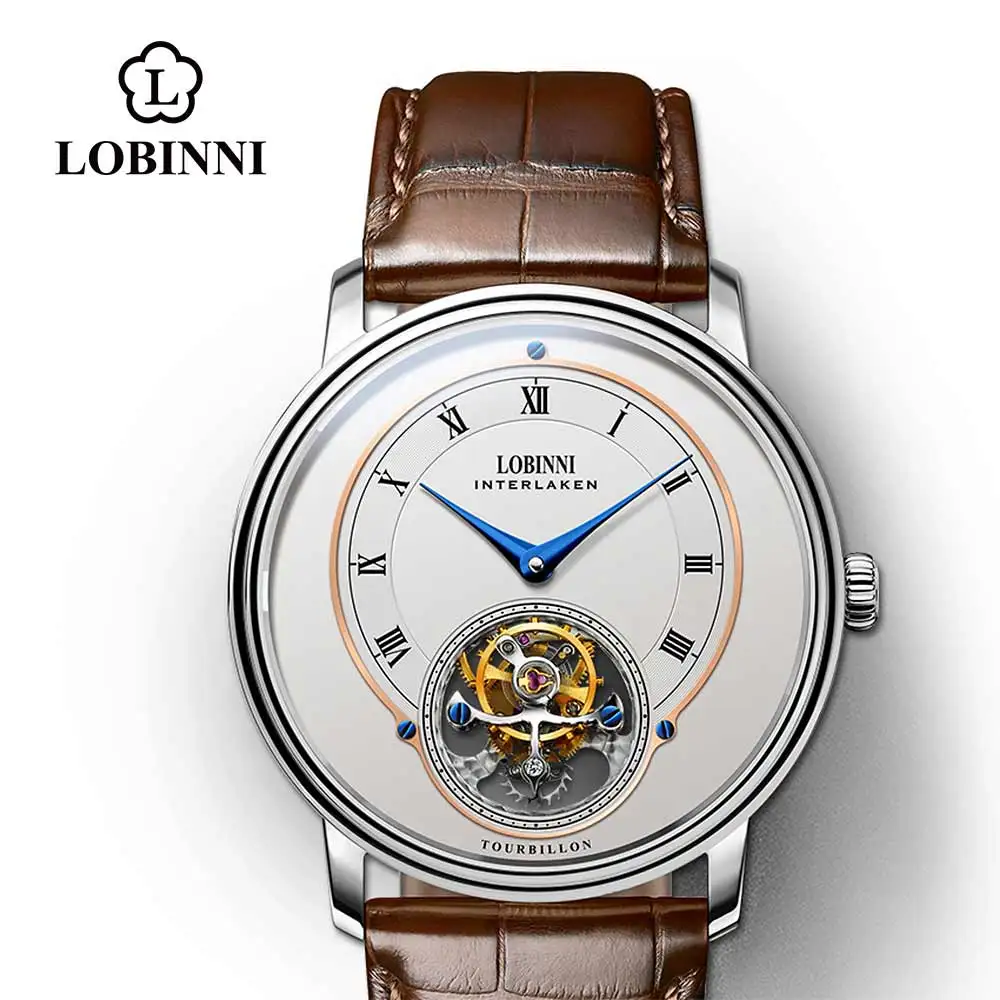 Lobinni Топ Чайка мужские часы с турбийоном бизнес Водонепроницаемый Мужские