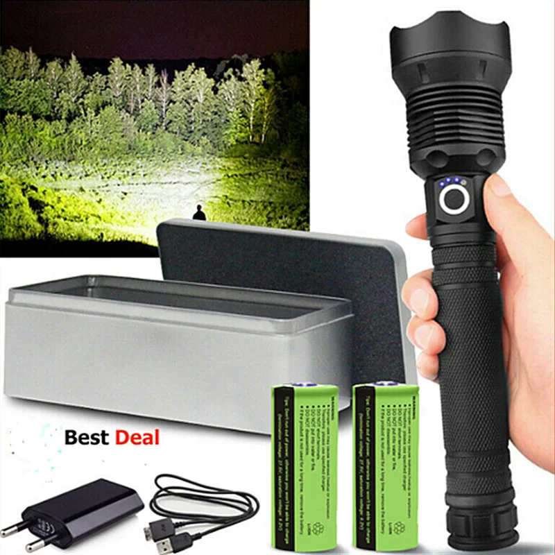 

Rechargeable Lumen Xhp70.2 Most Powerful LED Flashlight USB Zoom Bright Torch Safety Hammer Waterproof Flashlight