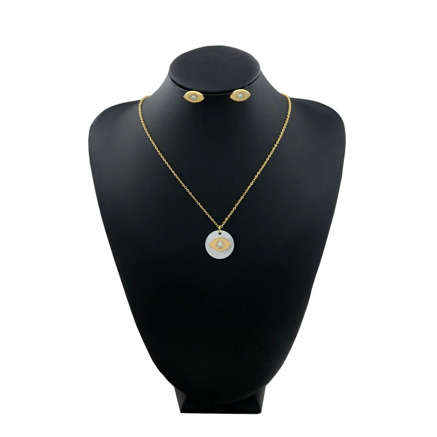 Ожерелье с подвеской в виде глаза и серьги в комплекте, универсальная цепочка миноритарного дизайна для женщин.