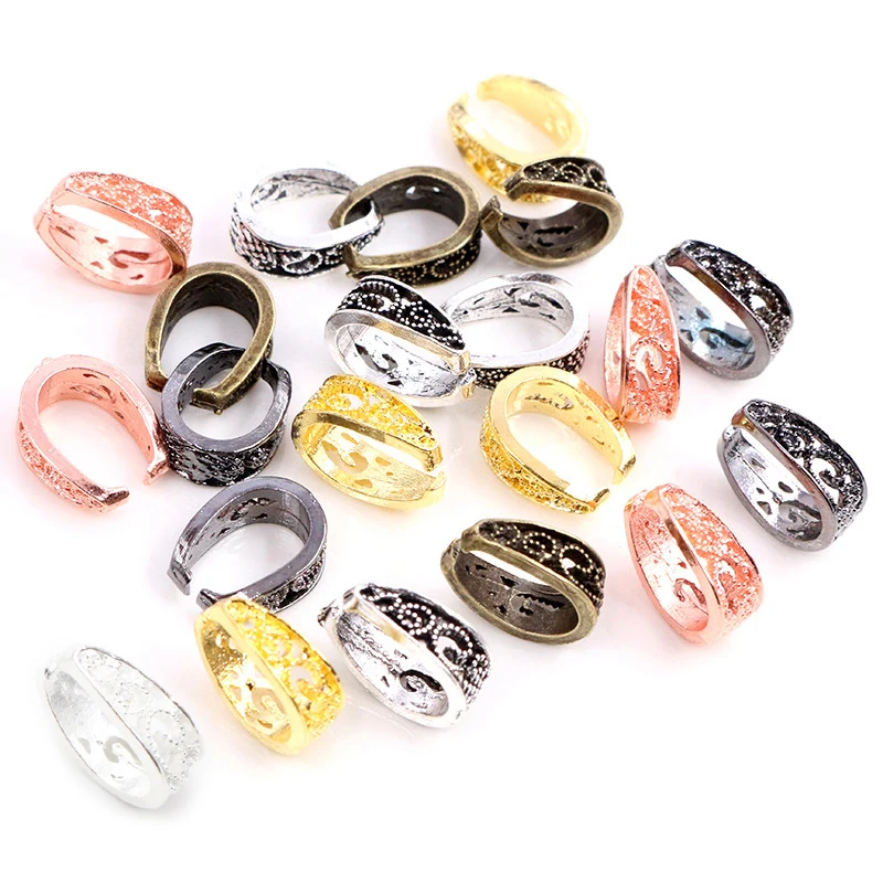 

20pcs 14x10mm Baroque Style Pendant Pinch Bail Clasps Necklace Hooks Clips Connector DIY Jewelry Findings Accessories 6 Colors