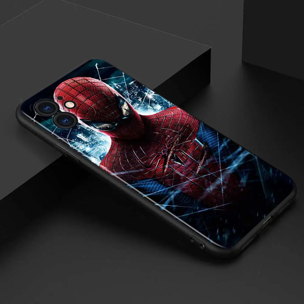 Marvel Spiderman hero for Apple iPhone 12 Pro Max Mini 11 Pro XS Max X XR 6S 6 7 8 Plus 5S SE2020 Soft Black Phone Case