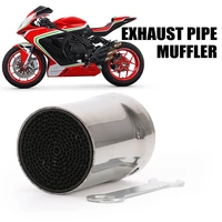 universal 48mm inlet stainless steel exhaust muffler motorcycle round muffler exhaust pipe 67mm long with wrench