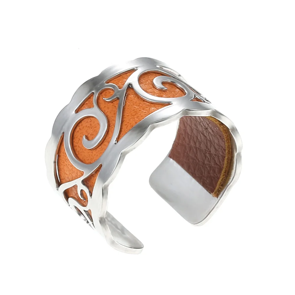 004 Cremo, сделай сам, простое кольцо, Argent, кольца для женщин, Bijoux, кольцо из нержавеющей стали, сменная кожа, Bague Femme - Цвет основного камня: 004