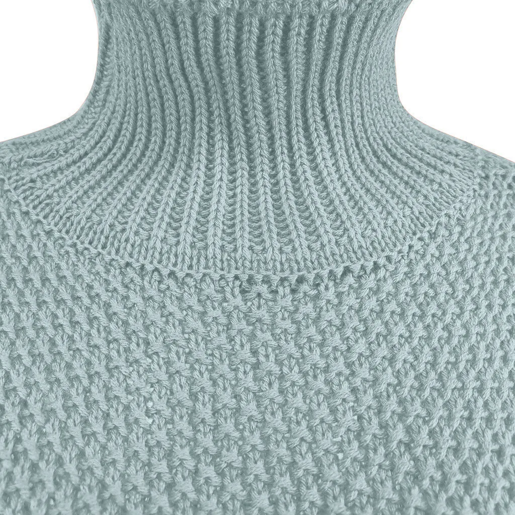 

Turtleneck Sweater Acrylic Womens Off The Shoulder Solid Color Winter Sweater Casual Knitted Loose Long Sleeve Pullover