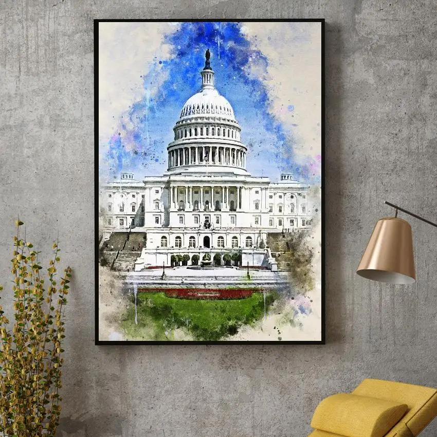 

Washington in Watercolor Art canvas poster home decoration painting frameless