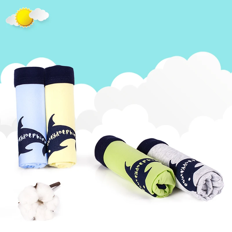 Трусы боксеры для мальчиков 4 шт./лот хлопковые дышащие с принтом нижнее белье