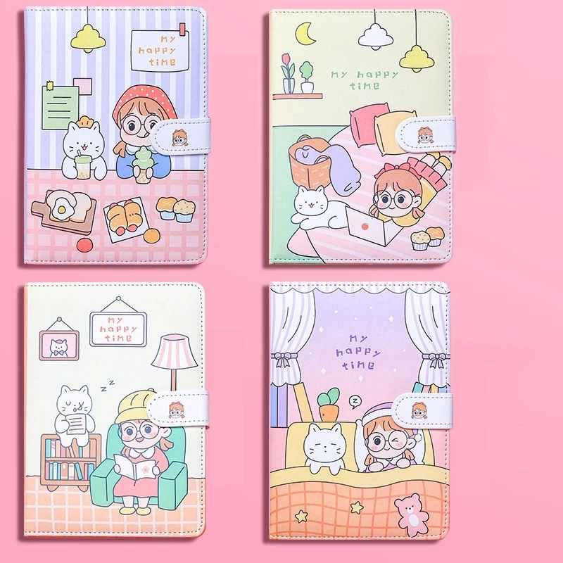 Kawaii Notebook Pu Cover Line/Dot 224 Pages Diary Diy Planner Weekly Journal Sketchbook Hand Account School Supplies | Канцтовары для