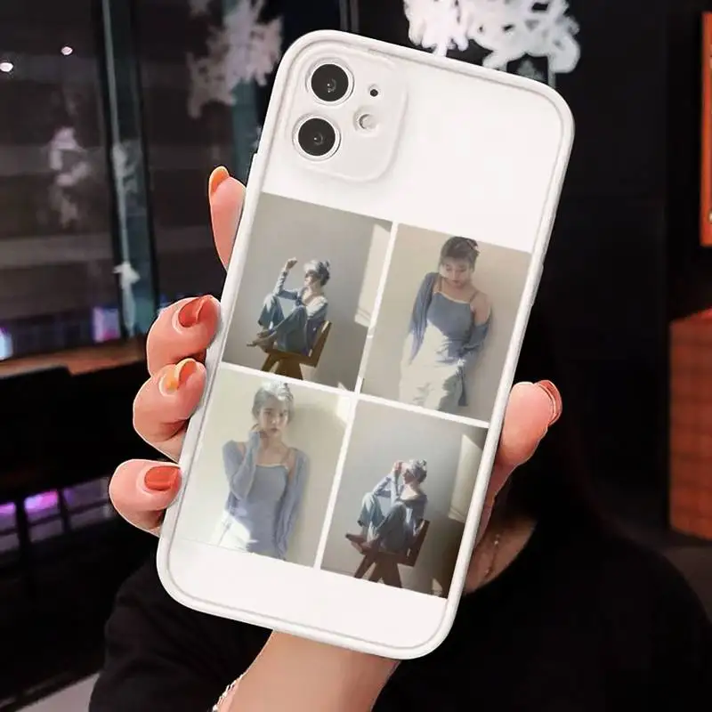 

IU Korean singer Phone Case For iPhone 12 11 Mini Pro XR XS Max 7 8 Plus X Matte transparent White Back Cover