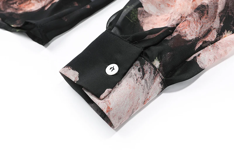 

printed - women's retro strapped shirt, loose long sleeve shirt, collar tie, popular 1dd3847 in spring and autumn of 2021