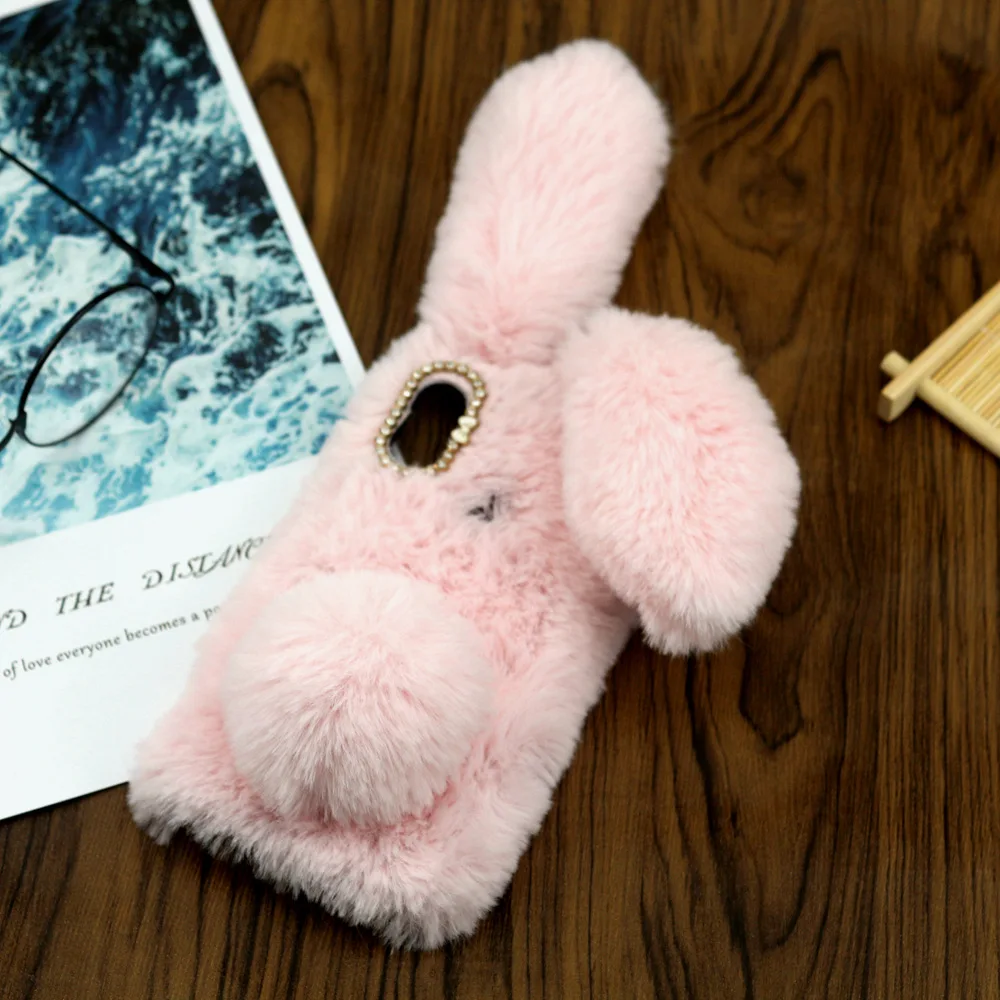 Cute Fluffy Rabbit Hair Case Cover For Xiaomi Redmi 7 7A 6 Pro 6A 8A 5 Plus 5A 4A 4X K20 Xiomi Mi 9 9t 8 Lite Warm | Мобильные